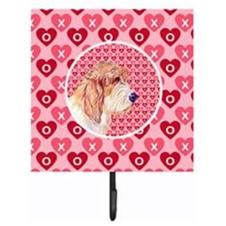 Jensendistributionservices 4.25 x 7 in. Petit Basset Griffon Vendeen Valentines Love and Hearts Leash Or Key Holder MI1712396
